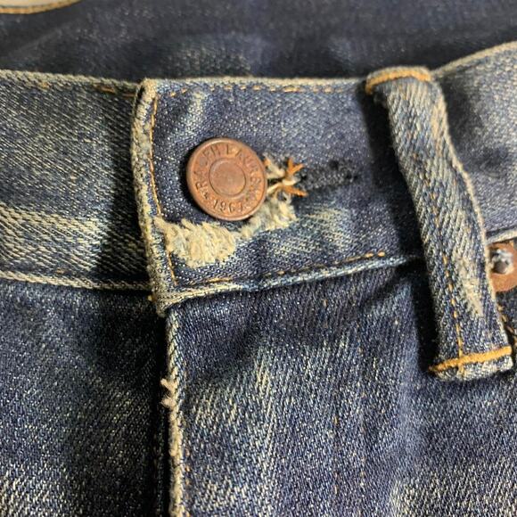 vintage 2000s POLO RALPH LAUREN TOMPKINS SKINNY distressed denim jeans bottom 26 - Picture 4 of 8